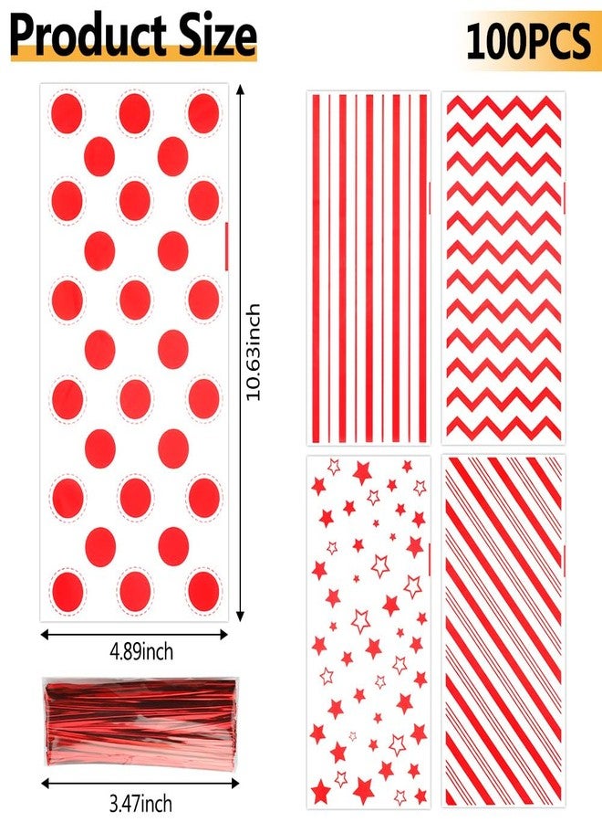 ldyllicStyle Valentines Cellophane Treat Bags, 100 PCS Valentines Gift Bags, Clear Plastic Cello Valentine Candy Cookie Goodie Snack Bags with Twist Ties for Valentines Wedding Birthday Holiday Party Favor Supplies, 5x11 Inch - Image 2